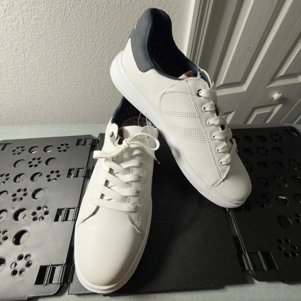 Ben Sherman Sneakers Mens 12 White Like New Low Top Plaid Lining BSMF20108-140